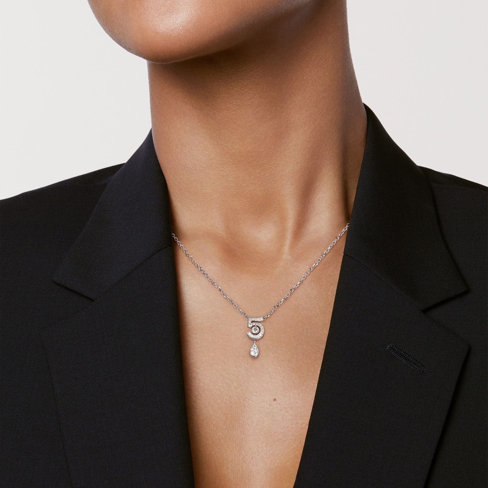 Chanel Jewelry 18k White Gold 0.39cttw Diamond Eternal No.5 Necklace Chanel Jewelry 18k White Gold 0.39cttw Diamond Eternal No.5 Necklace