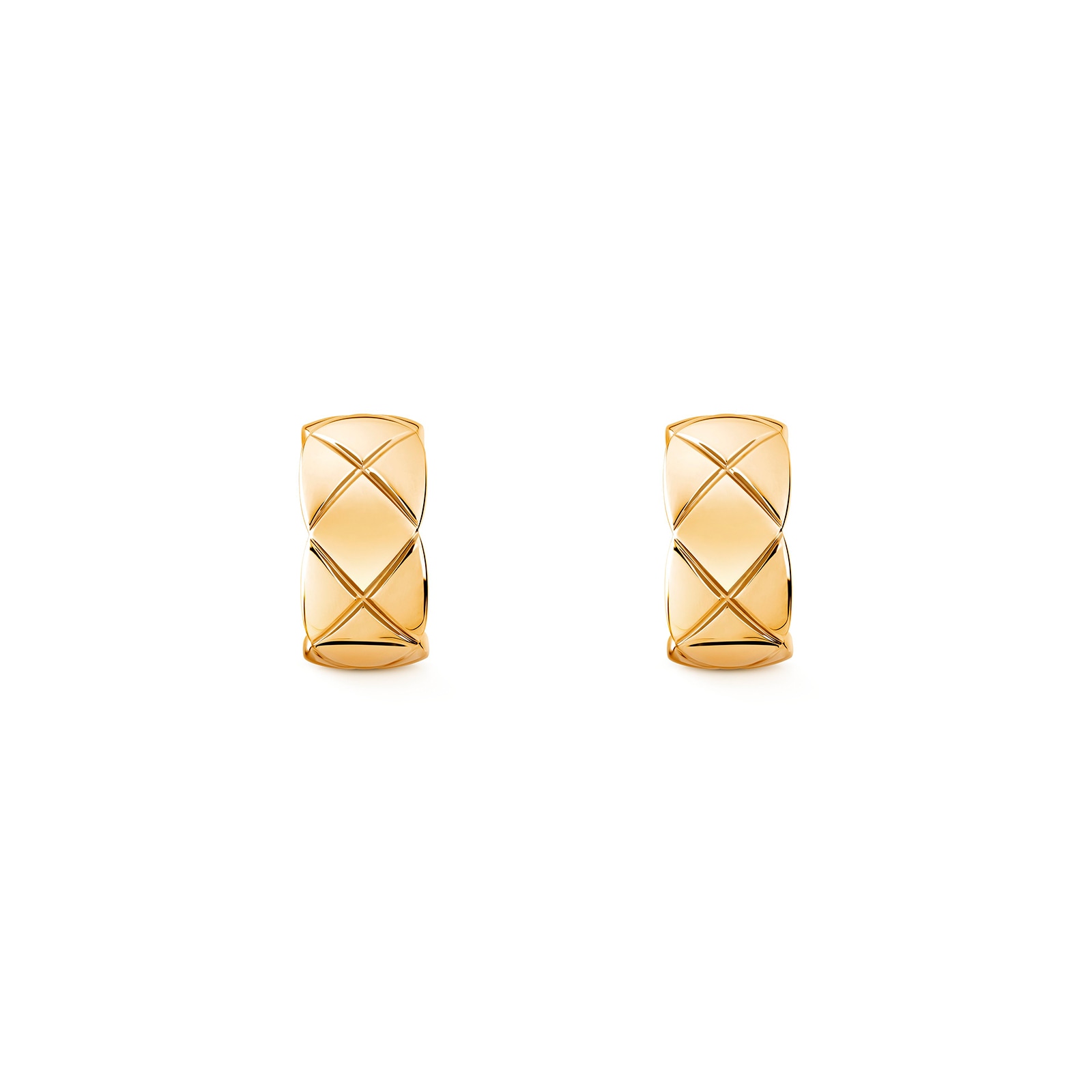 Chanel Coco Crush Hoops Quilted Motif, 18k White and Beige Gold
