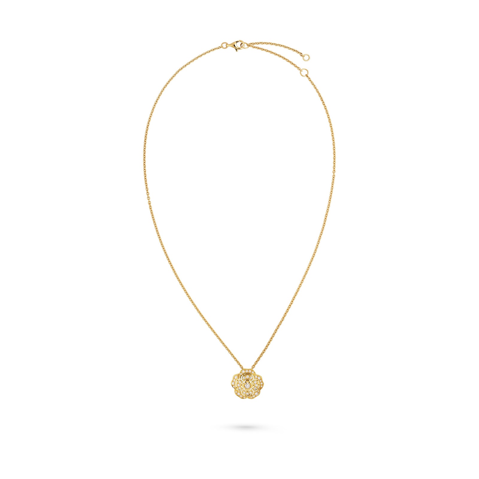 Chanel Jewelry 18k Yellow Gold 0.41cttw Diamond Bouton De Camélia Necklace