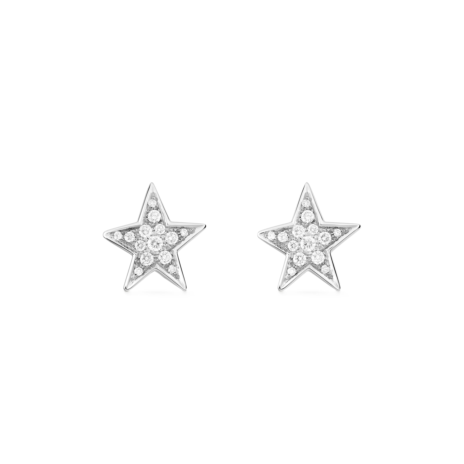 CHANEL 18K White Gold Diamond Comete Chevron Earrings 736610