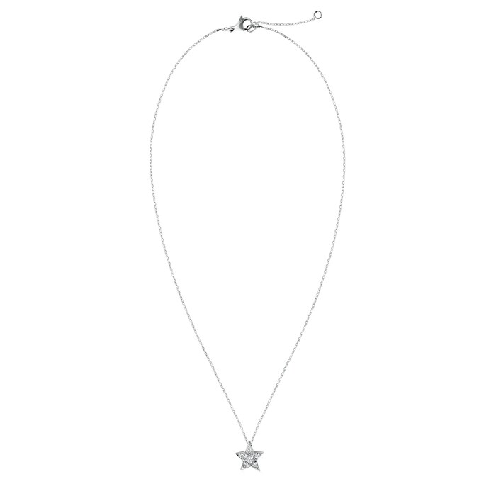 Chanel Jewelry 18k White Gold 0.22cttw Diamond Comète Small Star Pendant 16.25"