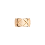 Chanel Jewelry 18k Beige Gold Coco Crush Quilted Motif Large Band Size 6.75