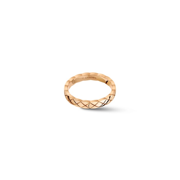 Chanel Jewelry 18k Beige Gold Coco Crush Quilted Motif Mini Band Size 6.75