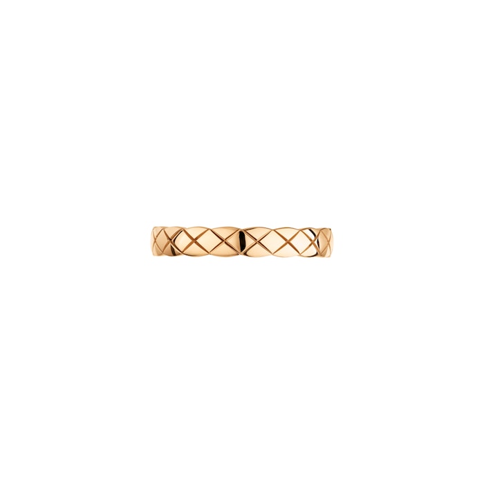 Chanel Jewelry 18k Beige Gold Coco Crush Quilted Motif Mini Band Size 7.25