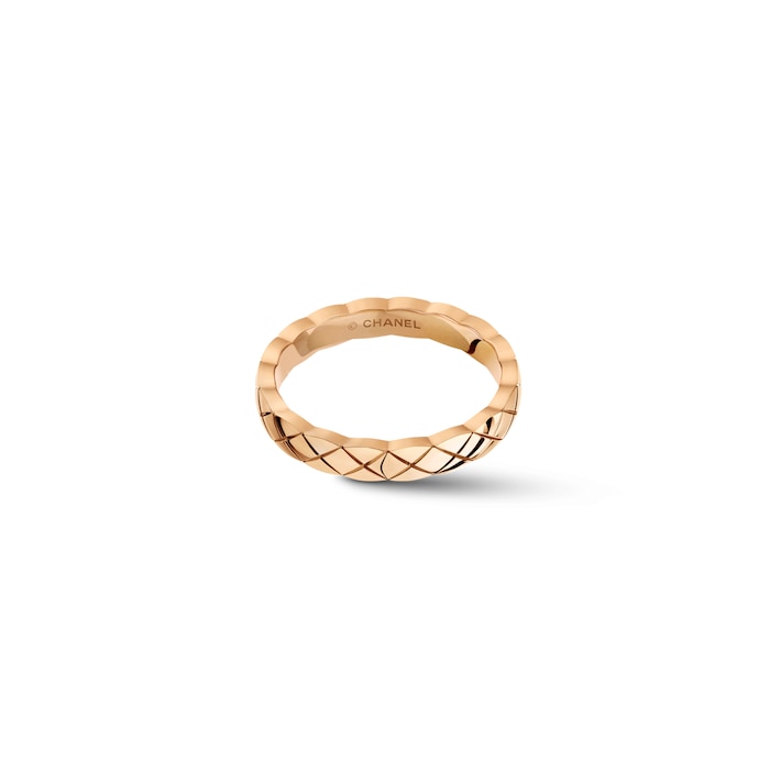 Chanel Jewelry 18k Beige Gold Coco Crush Quilted Motif Mini Band Size 7.25