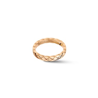 Chanel Jewelry 18k Beige Gold Coco Crush Quilted Motif Mini Band Size 7.25
