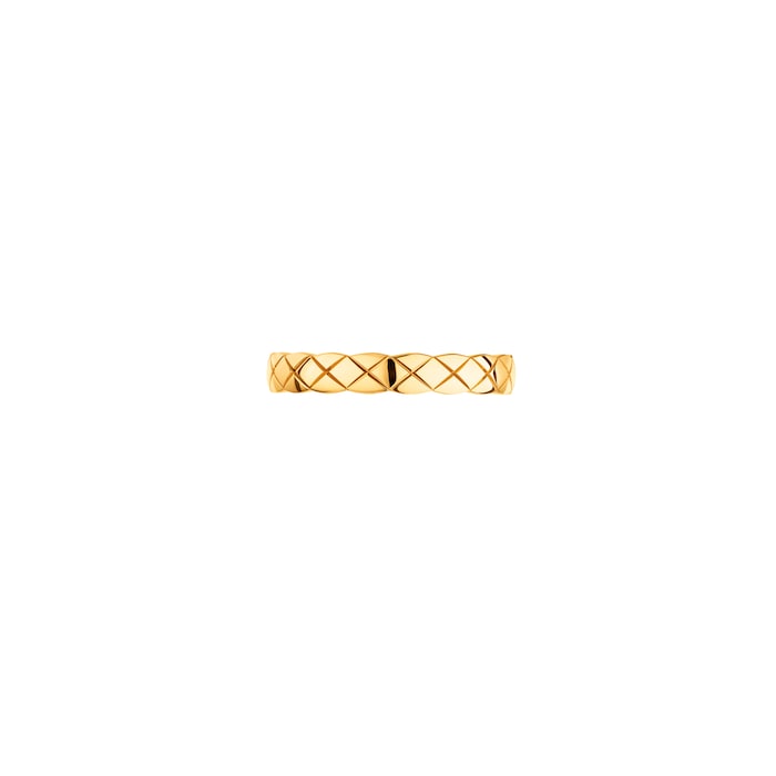 Chanel Jewelry 18k Yellow Gold Coco Crush Quilted Motif Mini Band Size 6.75