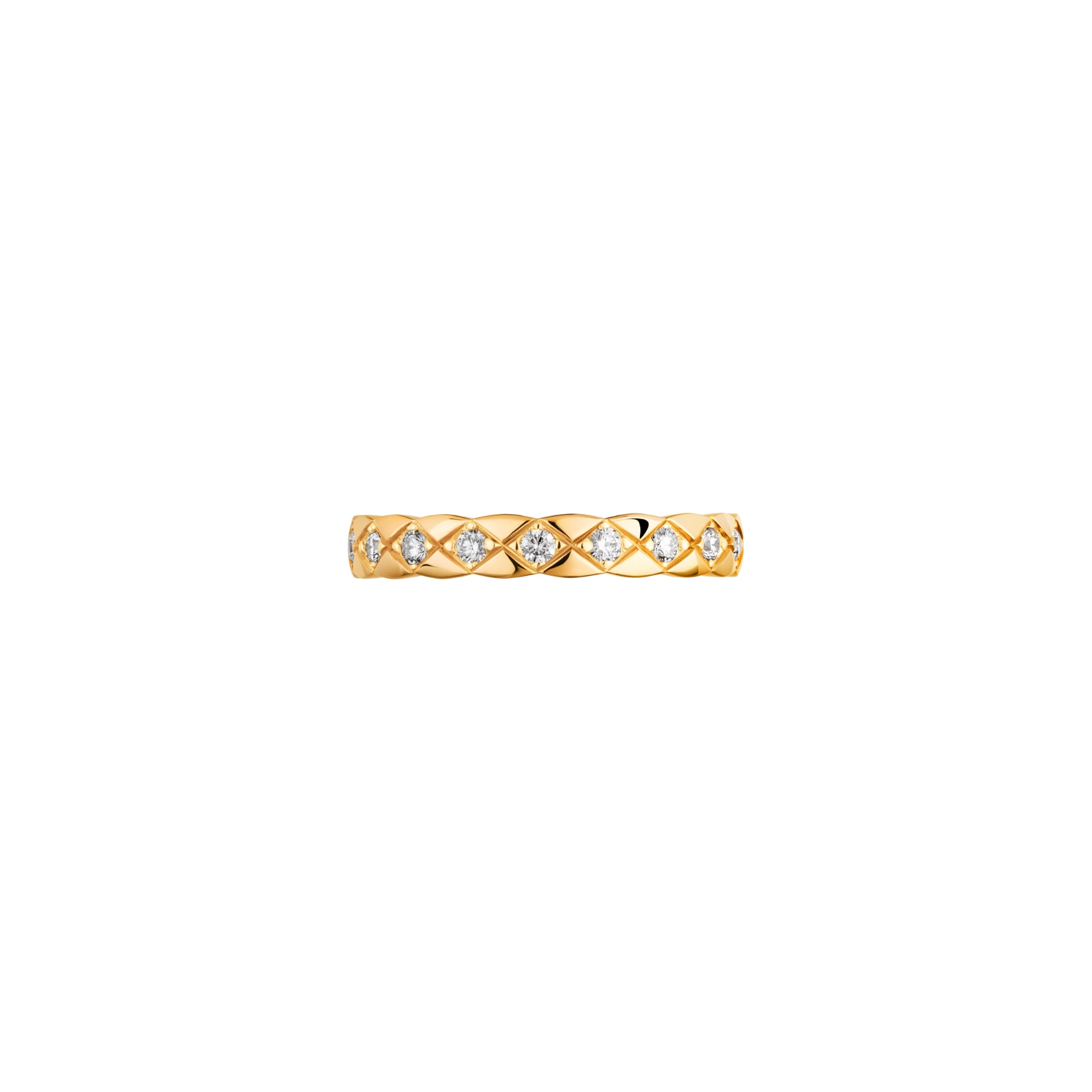 Chanel Coco Crush 18k Yellow Gold Quilted Slim Diamond Ring