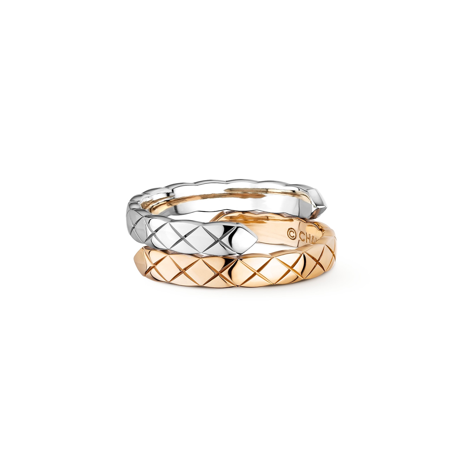 Chanel Jewelry 18k Beige and White Gold 0.03cttw Coco Crush Toi Et Moi Ring Size 6.75