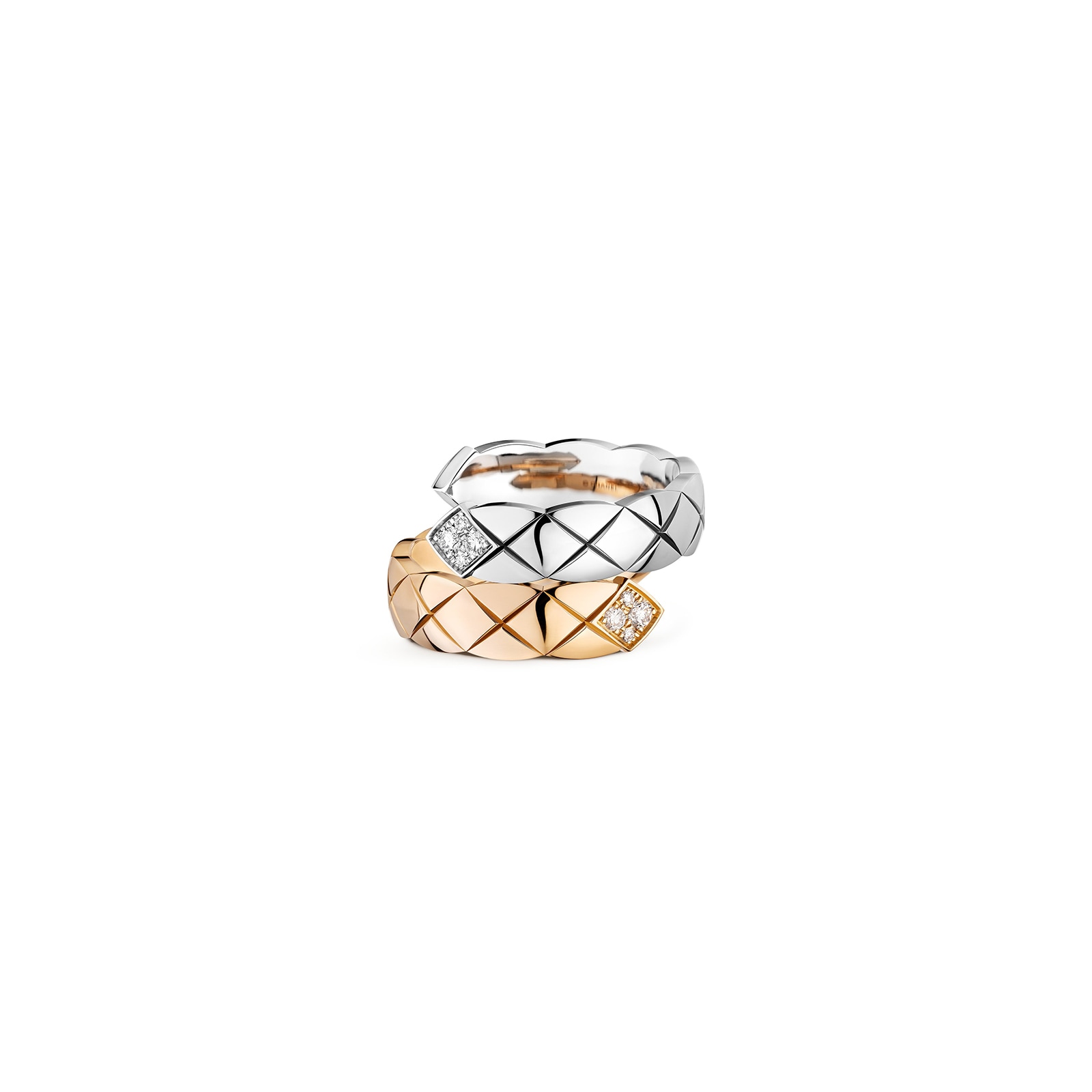Chanel Jewelry 18k Beige and White Gold 0.10cttw Coco Crush Toi Et Moi Ring Size 6.75