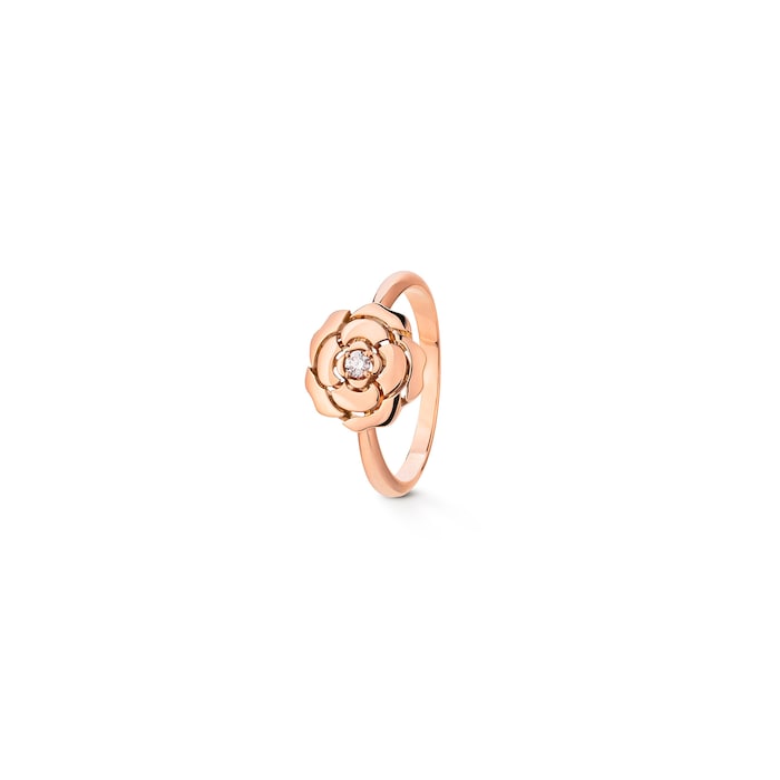 Chanel Jewelry 18k Rose Gold 0.05cttw Diamond Extrait De Camélia Ring Size 6.75