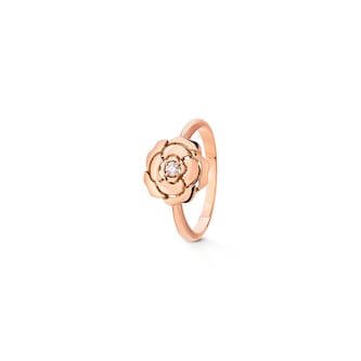 Chanel Jewelry 18k Rose Gold 0.05cttw Diamond Extrait De Camélia Ring Size 7.25 Chanel Jewelry 18k Rose Gold 0.05cttw Diamond Extrait De Camélia Ring Size 7.25
