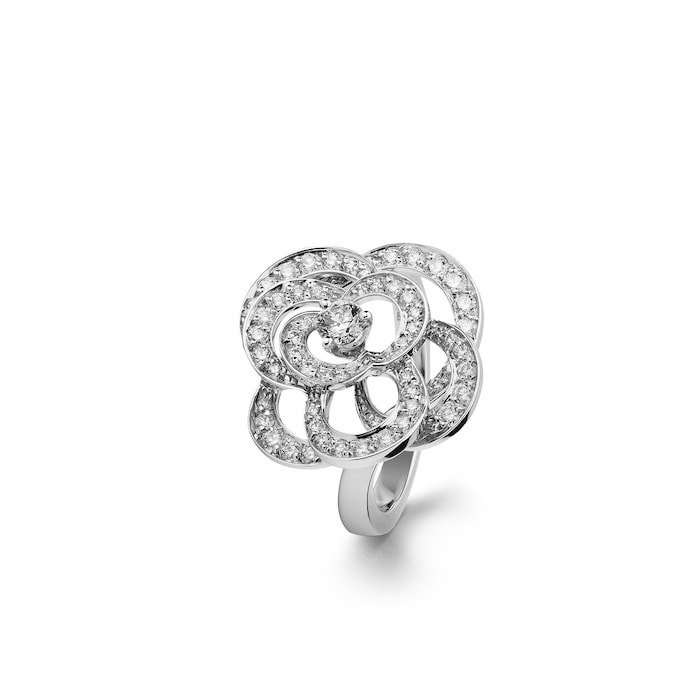 Chanel Jewelry 18k White Gold 0.62cttw Diamond Fil de Camélia Ring Size 6.25