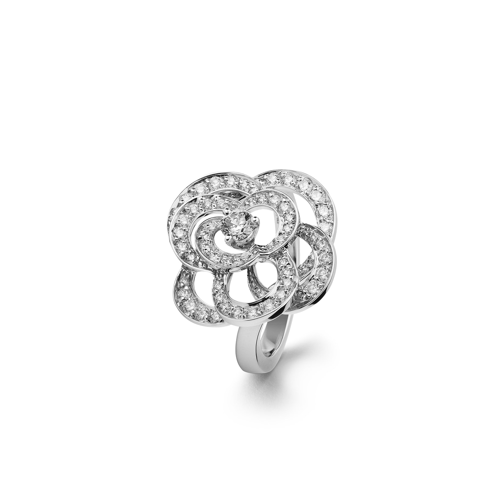Chanel Jewelry 18k White Gold 0.62cttw Diamond Fil de Camélia Ring Size 6.25