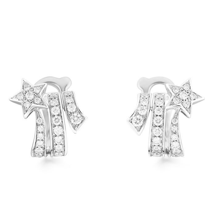 Chanel 18k White Gold 0.62cttw Diamond Spiral Comète Shooting Star Earrings