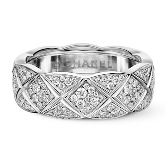 Chanel 18k White Gold Diamond Coco Crush Small Band Size 5.75
