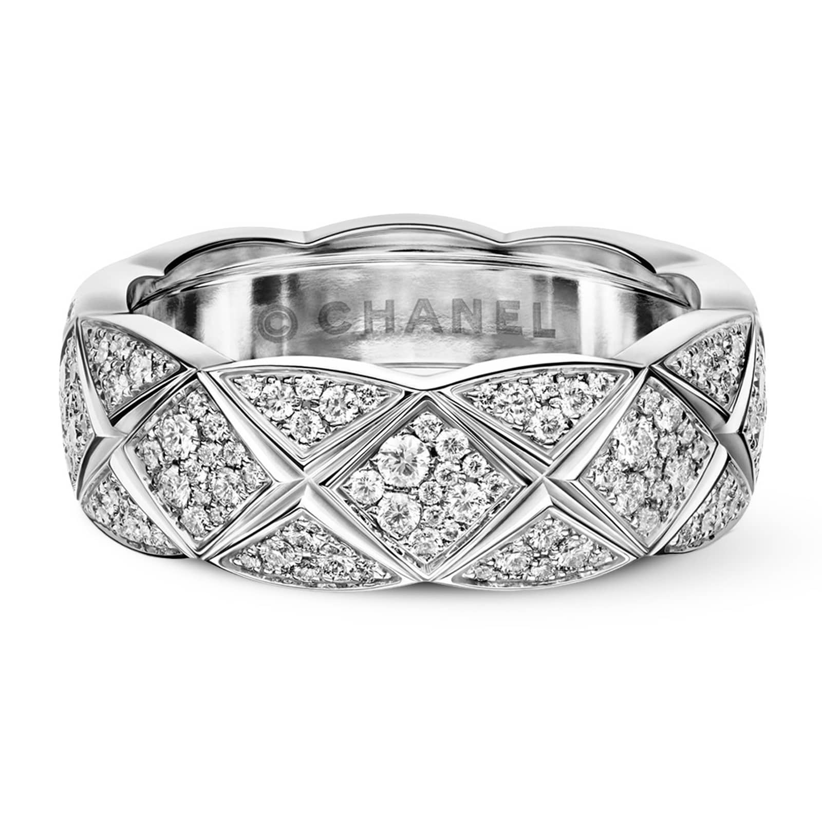 Chanel 18k White Gold Diamond Coco Crush Small Band Size 5.75