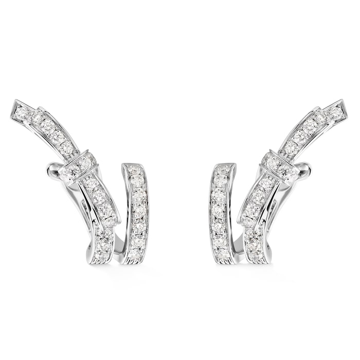 Chanel 18k White Gold 0.73cttw Diamond Ruban Ribbon Earrings
