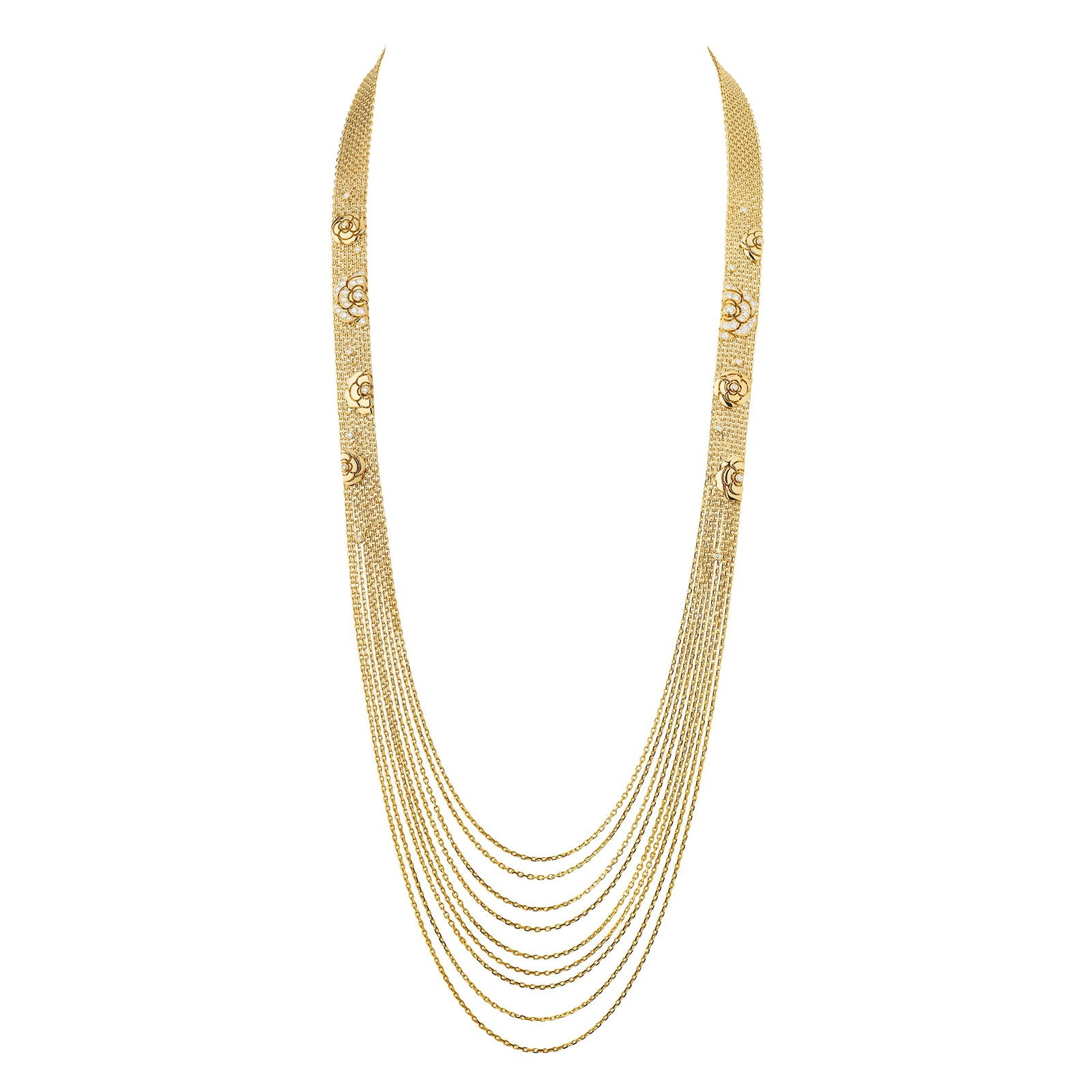 Chanel 18k Yellow Gold and 1.35cttw Diamond Camélia Sautoir Necklace Chanel 18k Yellow Gold and 1.35cttw Diamond Camélia Sautoir Necklace