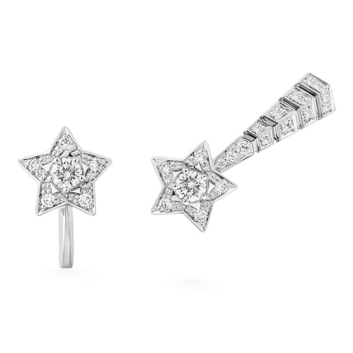 Chanel 18k White Gold 0.52cttw Diamond Comète Shooting Star Earrings
