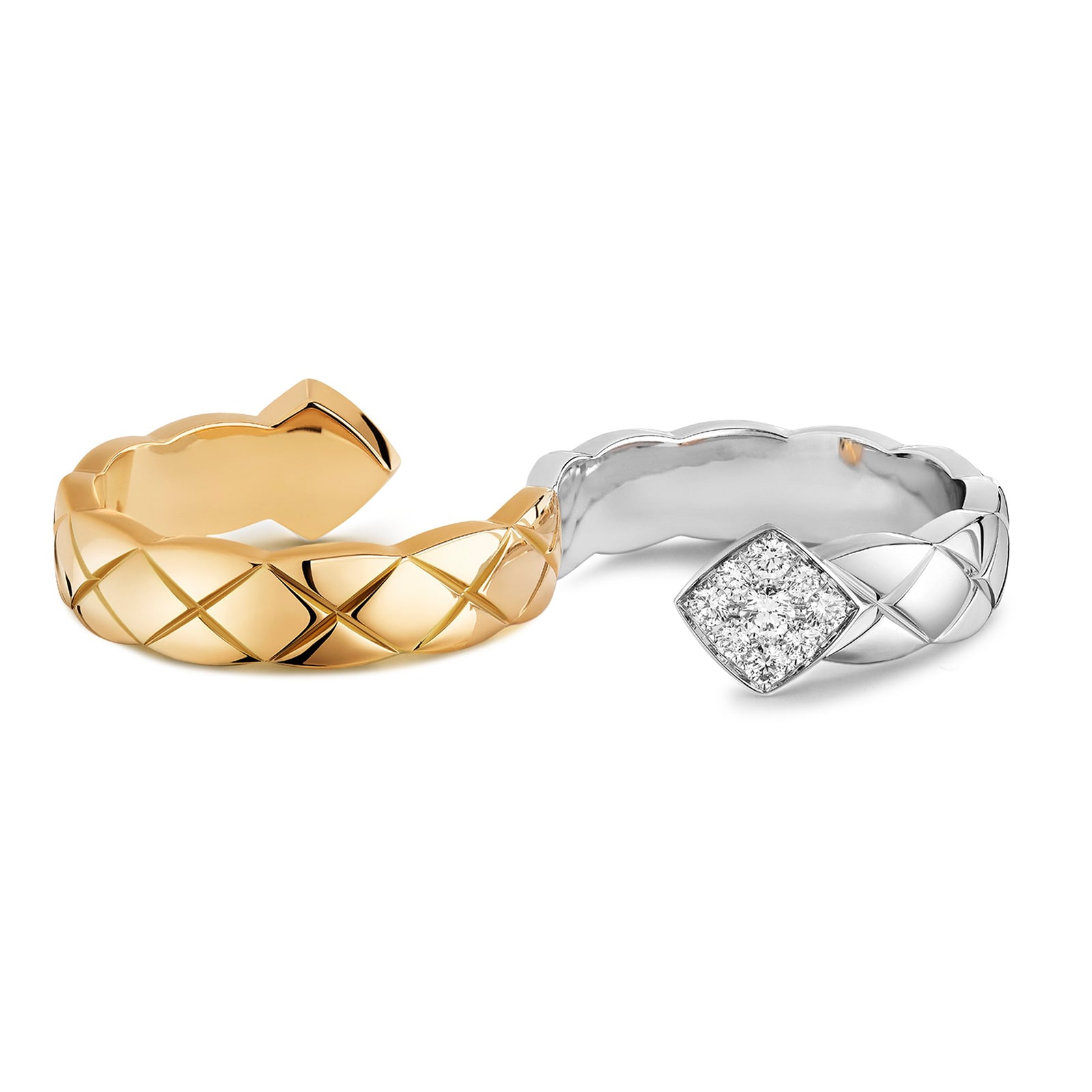 Chanel 18k Gold 0.39cttw Diamond Coco Crush 2-Finger Ring Size 7.5