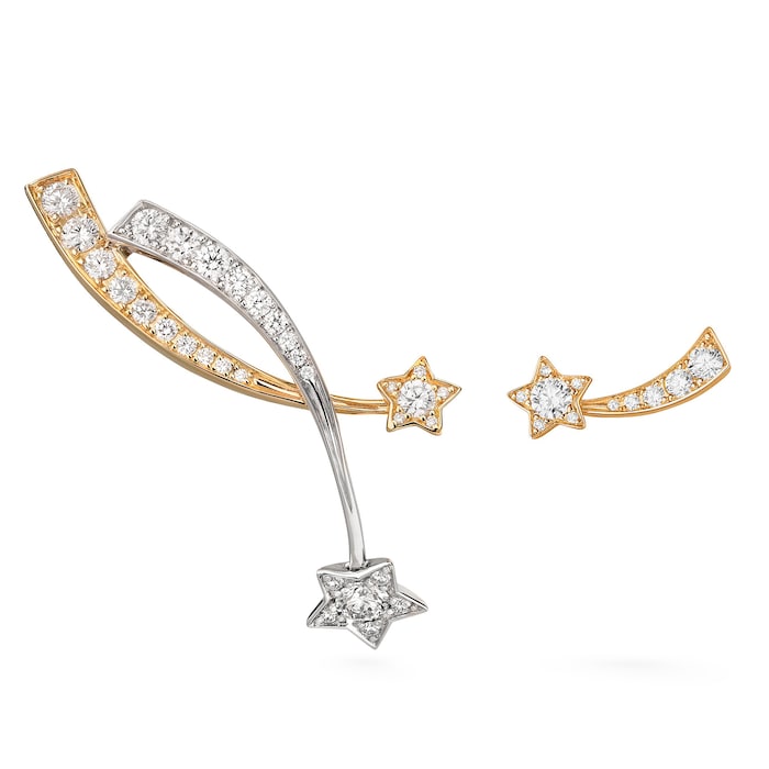 Chanel 18k White and Yellow Gold Diamond Comète Shooting Star Earrings