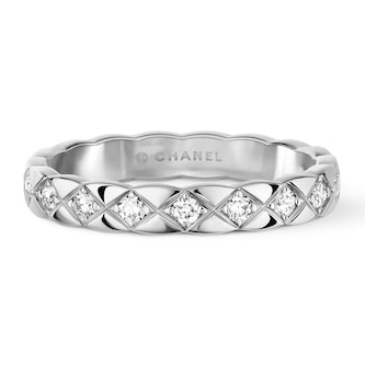 Chanel 18k White Gold 0.34cttw Diamond Mini Coco Crush Band Size 7.25