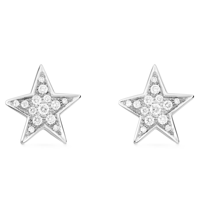 Chanel 18k White Gold 0.57cttw Diamond Comète Star Stud Earrings