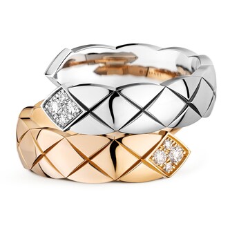 Chanel 18k Beige and White Gold 0.10cttw Coco Crush Toi Et Moi Ring