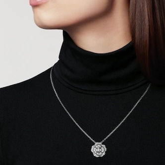 Chanel Jewelry 18k White Gold 0.40cttw Diamond Bouton De Camélia Necklace Chanel Jewelry 18k White Gold 0.40cttw Diamond Bouton De Camélia Necklace