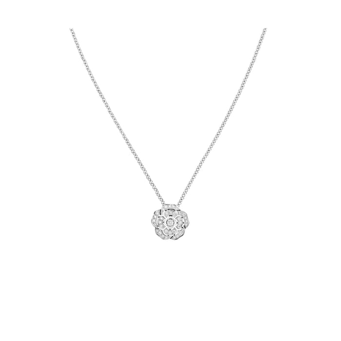 Chanel Jewelry 18k White Gold 0.40cttw Diamond Bouton De Camélia Necklace