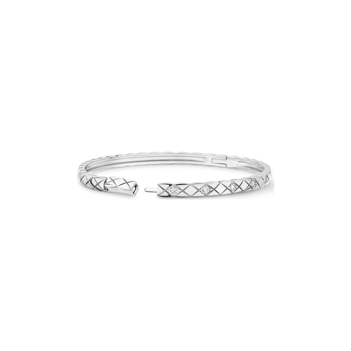 CHANEL 18K White Gold 0.32cttw Diamond Coco Crush Mini Bangle