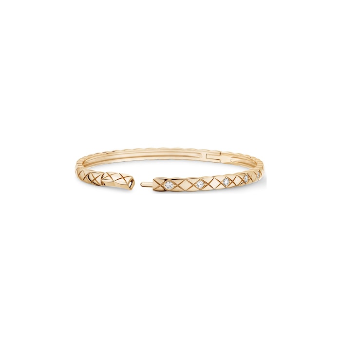 CHANEL 18K Beige Gold 0.32cttw Diamond Coco Crush Mini Bangle