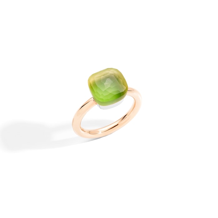 Pomellato 18k Rose and White Gold Lemon and Chrysoprase Quartz Ring Size 10