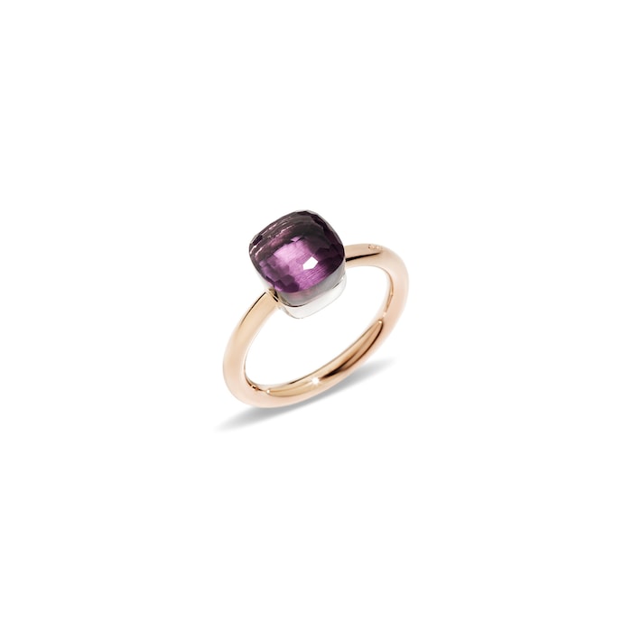 Pomellato 18k Rose and White Gold Nudo Petit Amethyst Ring Size 10