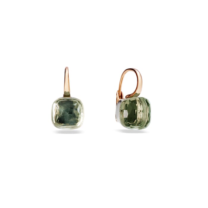 Pomellato 18k Rose and White Gold Prasiolite Drop Earrings