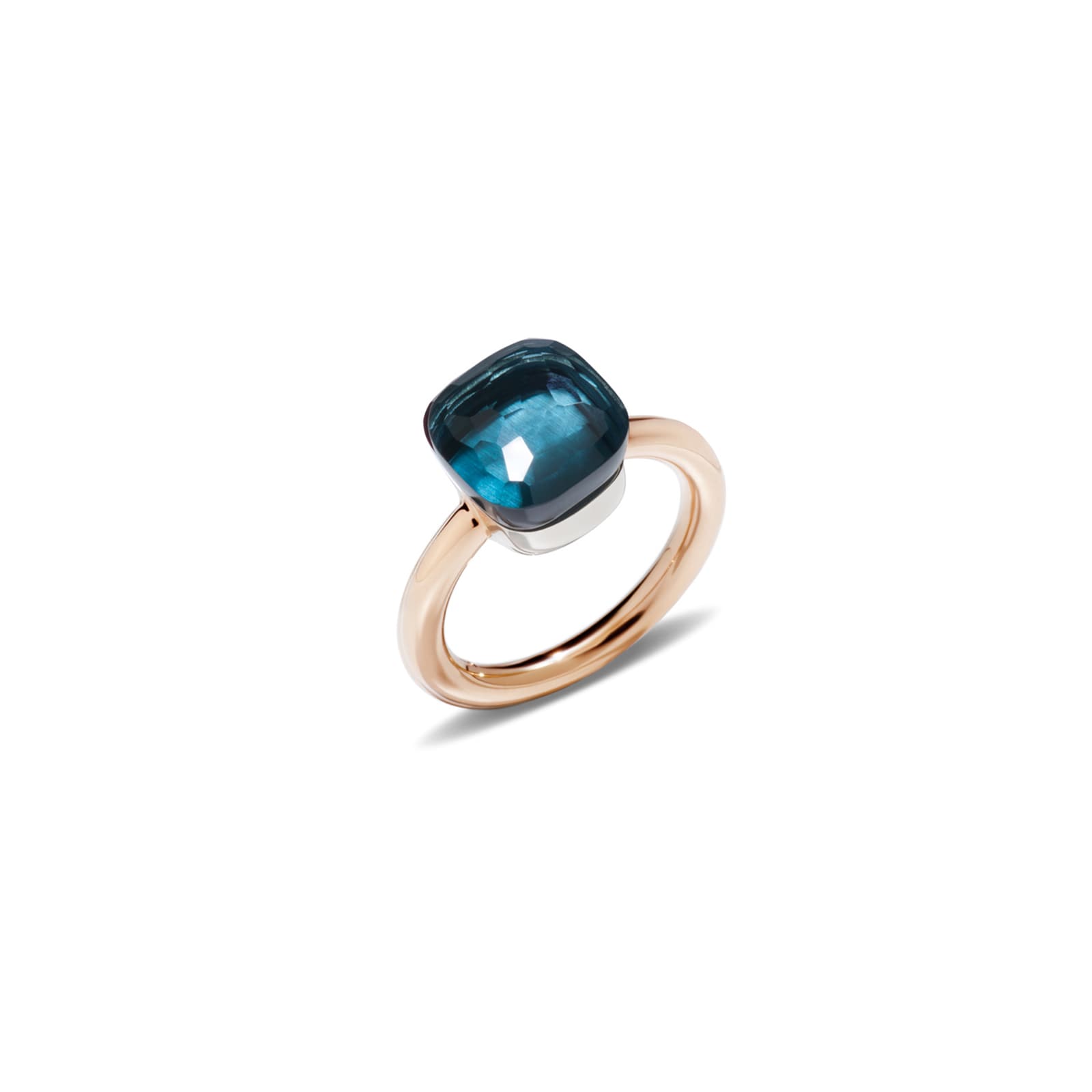 Pomellato 18k Rose and White Gold London Blue Topaz Ring Size 5.75 Pomellato 18k Rose and White Gold London Blue Topaz Ring Size 5.75