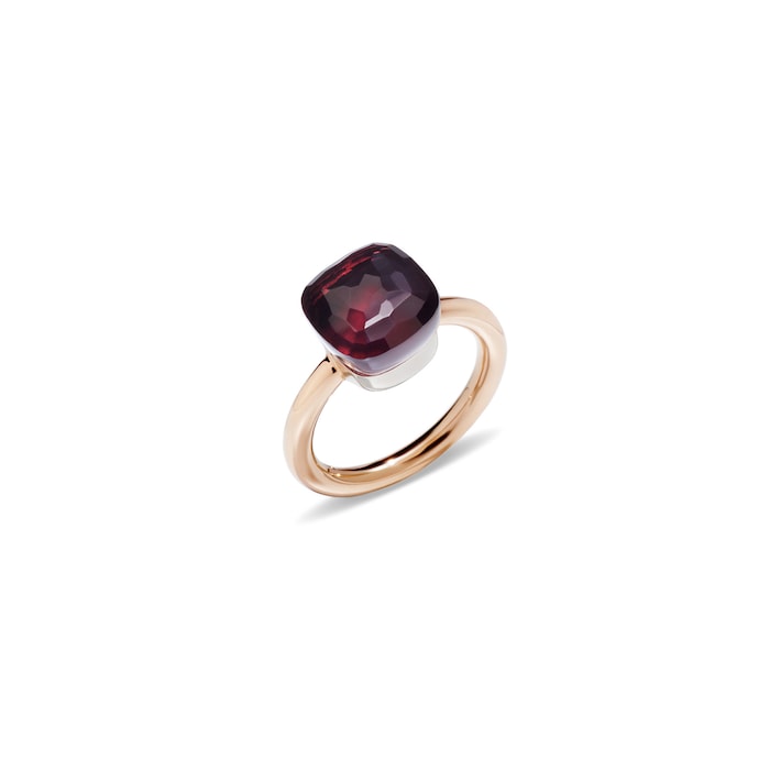 Pomellato 18k Rose and White Gold Garnet Ring Size 5.75