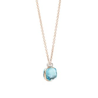 Pomellato 18k Rose Gold Sky Blue Topaz and 0.10cttw Diamond Pendant 38-42cm Pomellato 18k Rose Gold Sky Blue Topaz and 0.10cttw Diamond Pendant 38-42cm