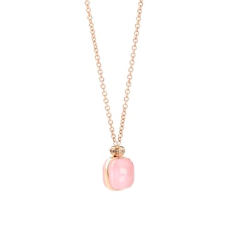 Pomellato 18k Rose Gold Rose Quartz and Chalsedony and 0.10cttw Diamond Pendant 38-42cm Pomellato 18k Rose Gold Rose Quartz and Chalsedony and 0.10cttw Diamond Pendant 38-42cm