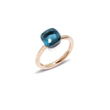 Pomellato 18k Rose Gold Nudo Petit London Blue Topaz Ring Size 10.75