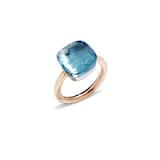 Pomellato 18k Rose Gold Nudo Classic Sky Blue Topaz Ring Size 7.25