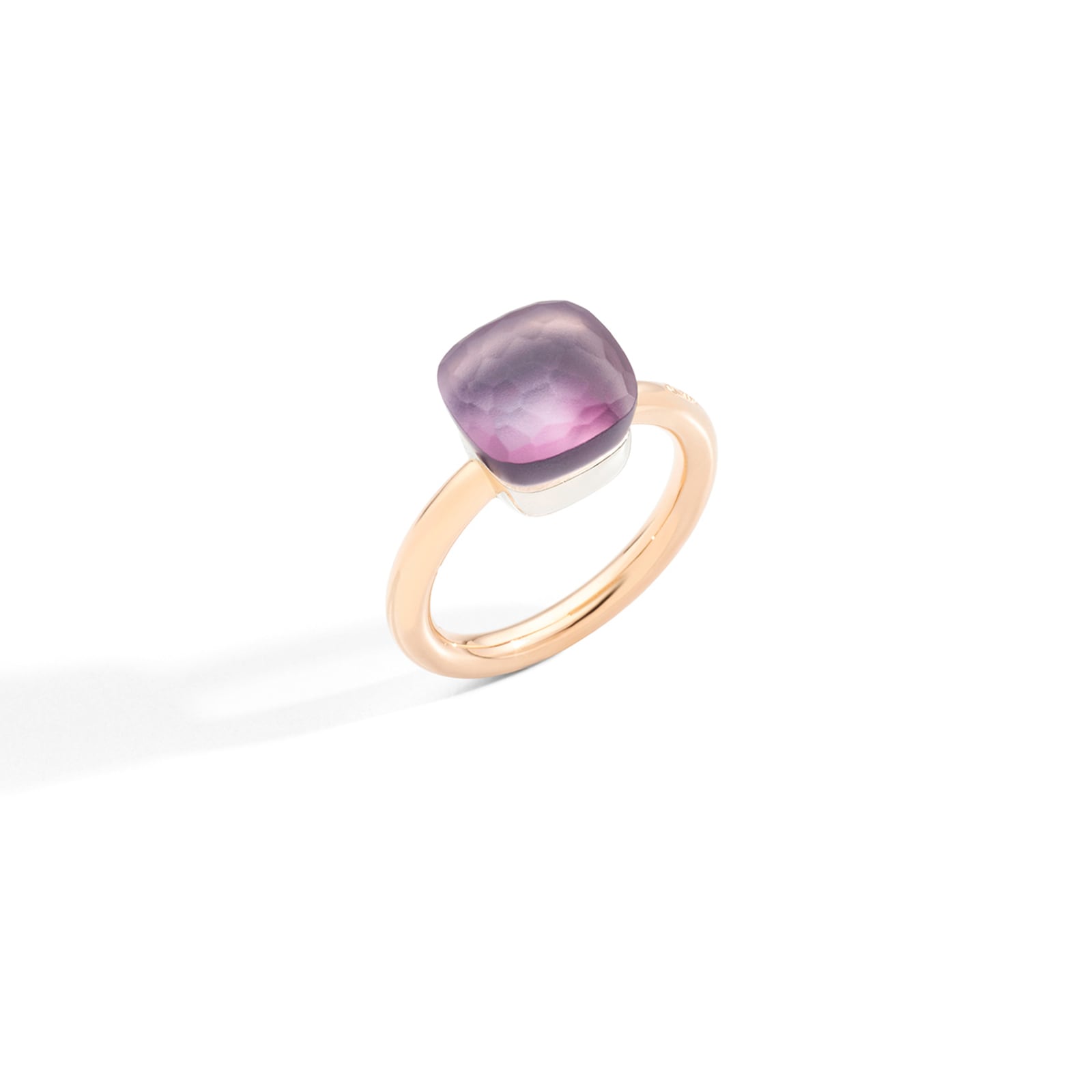 Pomellato 18k Rose Gold Nudo Gele Classic Amethyst and Mother of Pearl Ring Size 6.75 Pomellato 18k Rose Gold Nudo Gele Classic Amethyst and Mother of Pearl Ring Size 6.75