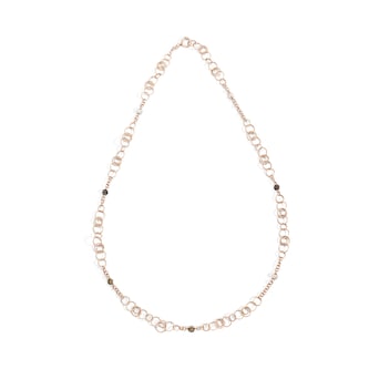 Pomellato 18k Rose Gold Sabbia Sautoir 2.80cttw Mixed Diamond Circle Link Necklace 39"