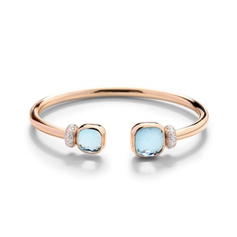 Pomellato 18K Rose Gold Sky Topaz and Diamond Nudo Bracelet - Medium