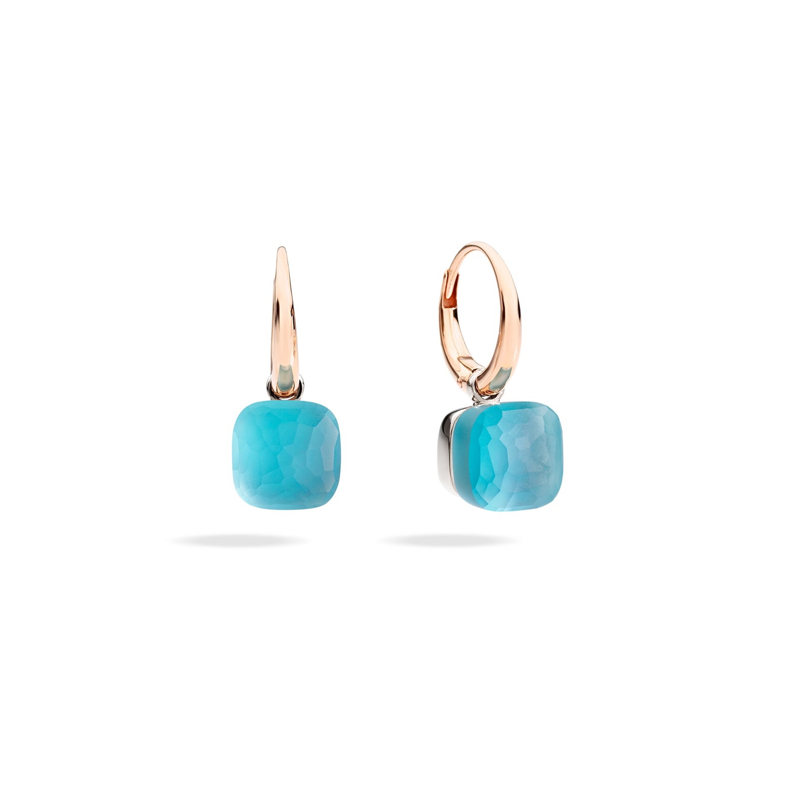 Pomellato 18k Rose and White Gold Nudo Gele Blue Topaz Drop Earrings Pomellato 18k Rose and White Gold Nudo Gele Blue Topaz Drop Earrings