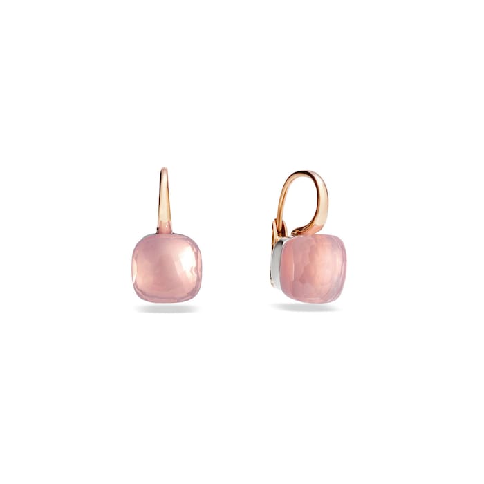 Pomellato 18k Rose and White Gold Nudo Classic Rose Quartz Drop Earrings