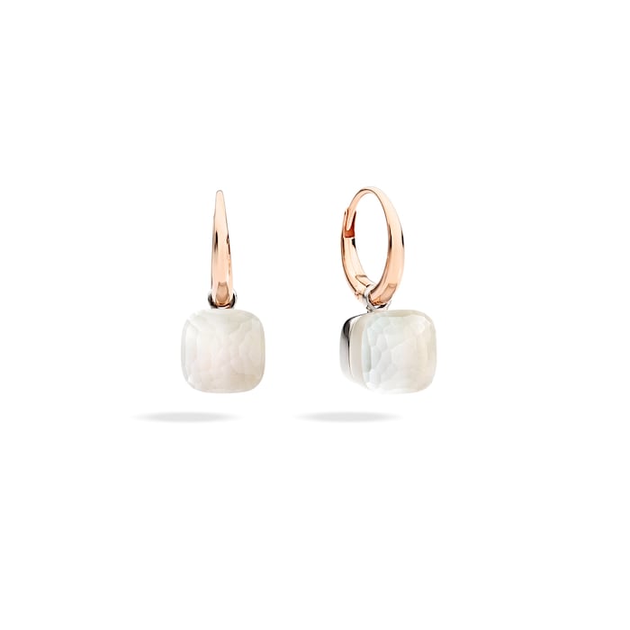 Pomellato 18k Rose and White Gold Nudo Classic Rose Quartz Drop Earrings