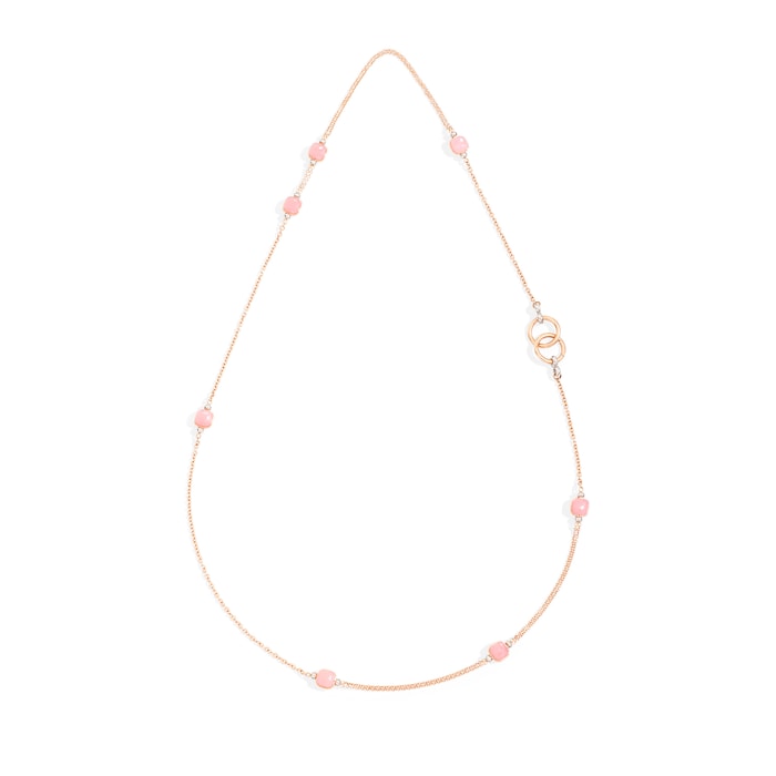 Pomellato 18k Rose Gold Nudo Rose Quartz and Chalcedony Necklace 90cm