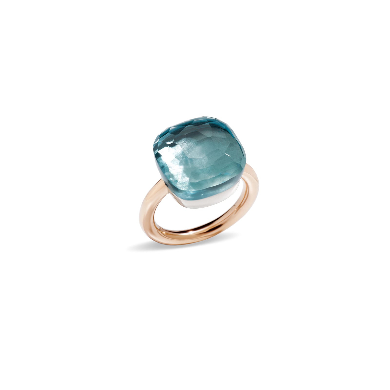 Pomellato 18k Rose and White Gold Nudo Assoluto Blue Topaz Ring Size 6.75 Pomellato 18k Rose and White Gold Nudo Assoluto Blue Topaz Ring Size 6.75